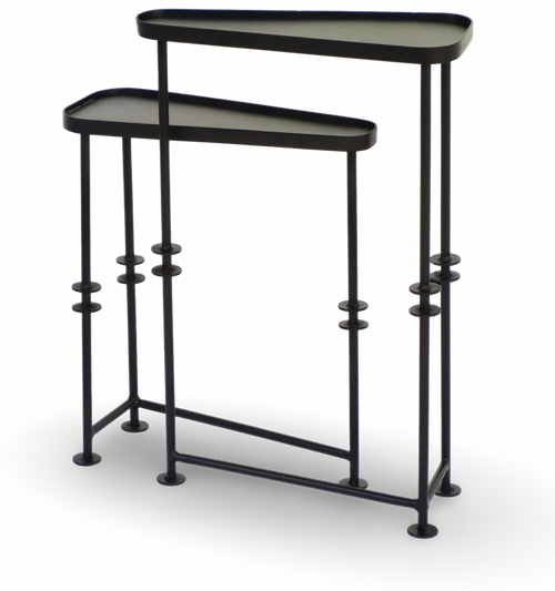 Asymmetrical Black Metal Nesting Tables
