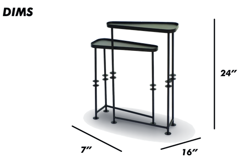 Asymmetrical Black Metal Nesting Tables