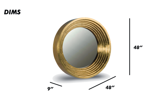 Round Gold Ribbed Frame Mirror