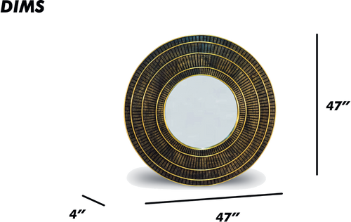 Round Wood and Brass Mirror
