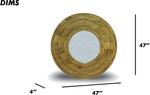 Round Wood and Brass Mirror