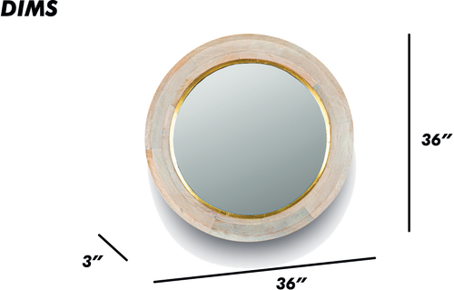 Brown Round Wooden Wall Mirror