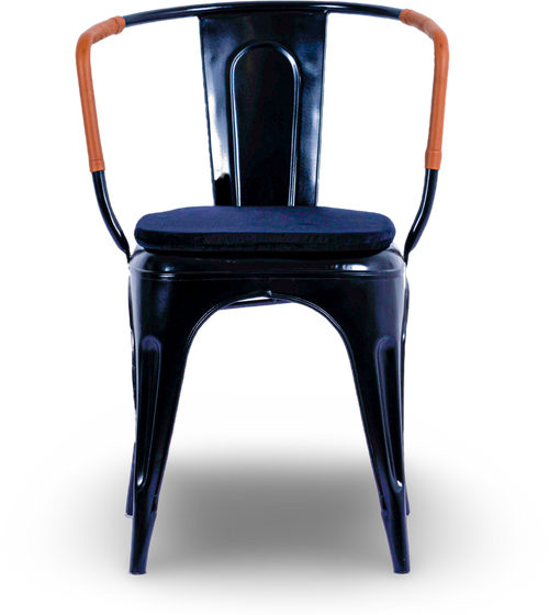 Black Steel Armchair with Leather Accents