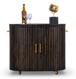 Fluted Wood Bar Cabinet