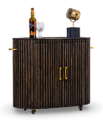 Fluted Wood Bar Cabinet