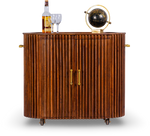 Fluted Wood Bar Cabinet