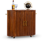 Fluted Wood Bar Cabinet