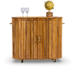 Fluted Wood Bar Cabinet