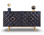 Geometric Ring Patterned Wooden Sideboard