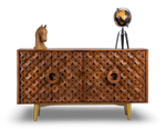 Geometric Ring Patterned Wooden Sideboard