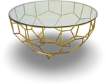 Geometric Metal Coffee Table with Glass Top