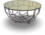 Geometric Metal Coffee Table with Glass Top