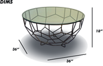 Geometric Metal Coffee Table with Glass Top