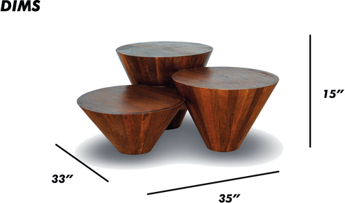 Brown Cone Coffee Table Set