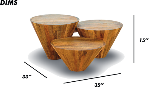 Brown Cone Coffee Table Set