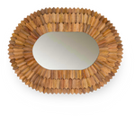 Oval Faceted Wood Frame Mirror