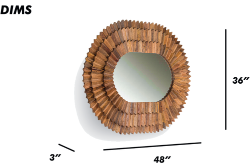 Oval Faceted Wood Frame Mirror