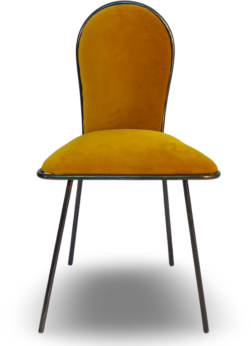 Mustard Velvet Dining Chair with Black Metal Frame