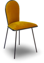 Mustard Velvet Dining Chair with Black Metal Frame