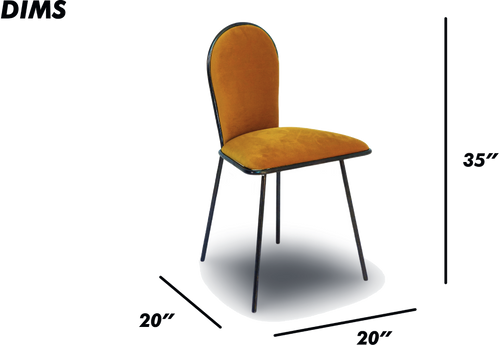 Mustard Velvet Dining Chair with Black Metal Frame