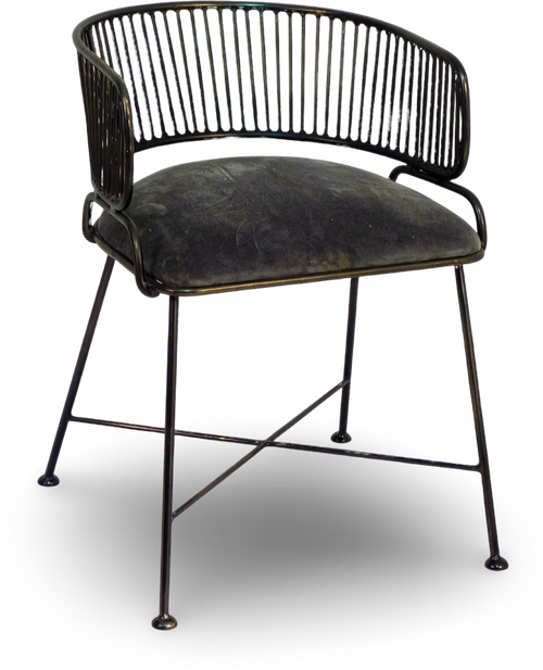 Black Wire Frame Chair with Charcoal Cushion