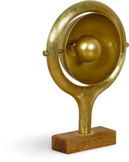 Gold Table Lamp with Wooden Base