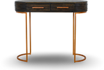 Natural Wood Console Table with Brass Legs