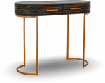 Natural Wood Console Table with Brass Legs