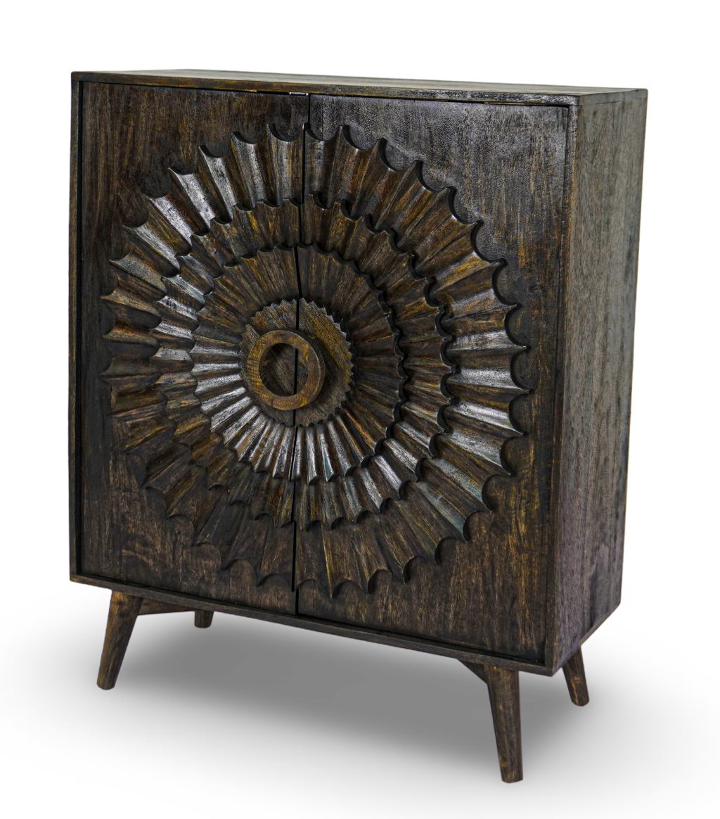Grey Mandala Bar Cabinet