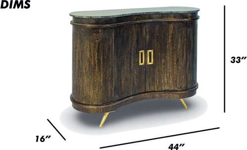 Curved Wooden Bar Cabinet with Marble Top