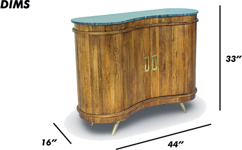 Curved Wooden Bar Cabinet with Marble Top