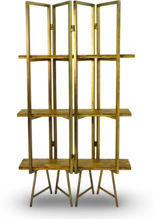 Geometric Metal and Wood Bookshelf