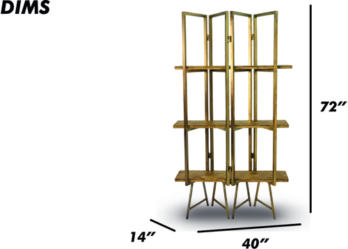 Geometric Metal and Wood Bookshelf