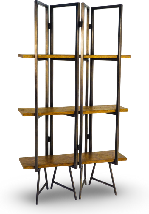 Geometric Metal and Wood Bookshelf