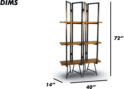 Geometric Metal and Wood Bookshelf