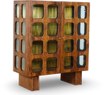 Grey Brush Grid Bar Cabinet