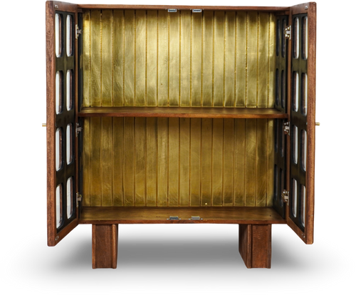 Grey Brush Grid Bar Cabinet