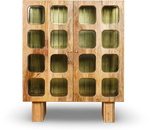 Grey Brush Grid Bar Cabinet
