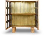 Grey Brush Grid Bar Cabinet