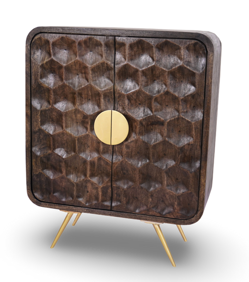 Geometric Honeycomb Bar Cabinet