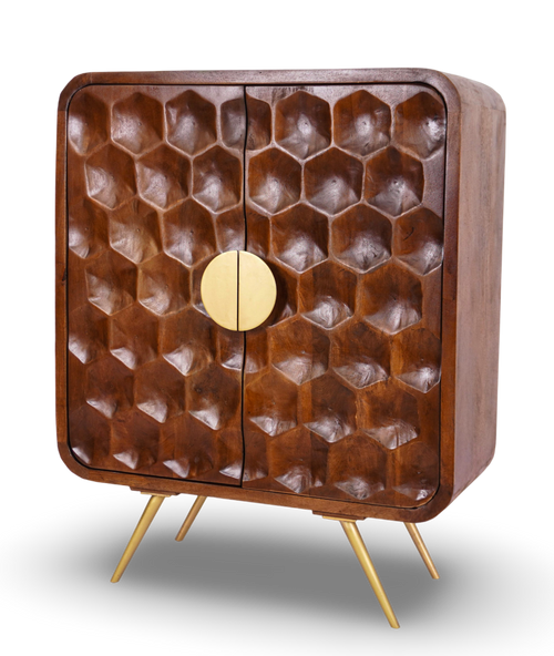 Geometric Honeycomb Bar Cabinet