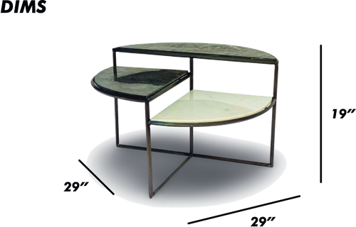 Tiered Semi Circular Coffee Table with Marble Surfaces