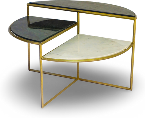 Tiered Semi Circular Coffee Table with Marble Surfaces