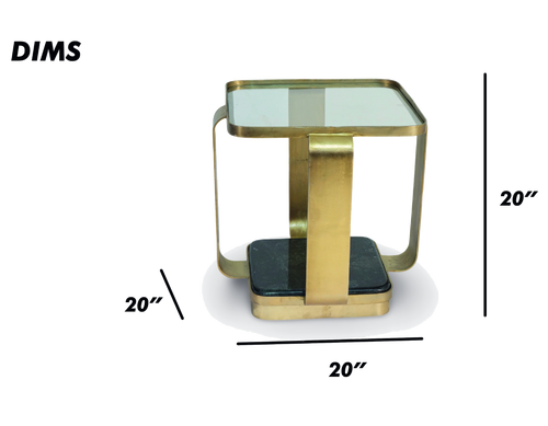 Modern Glass and Marble Base Side Table