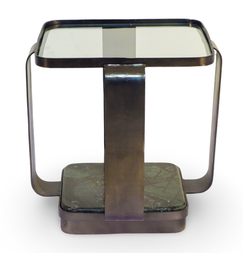 Modern Glass and Marble Base Side Table
