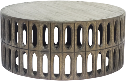 Round Wooden Coffee Table with Cutout Design