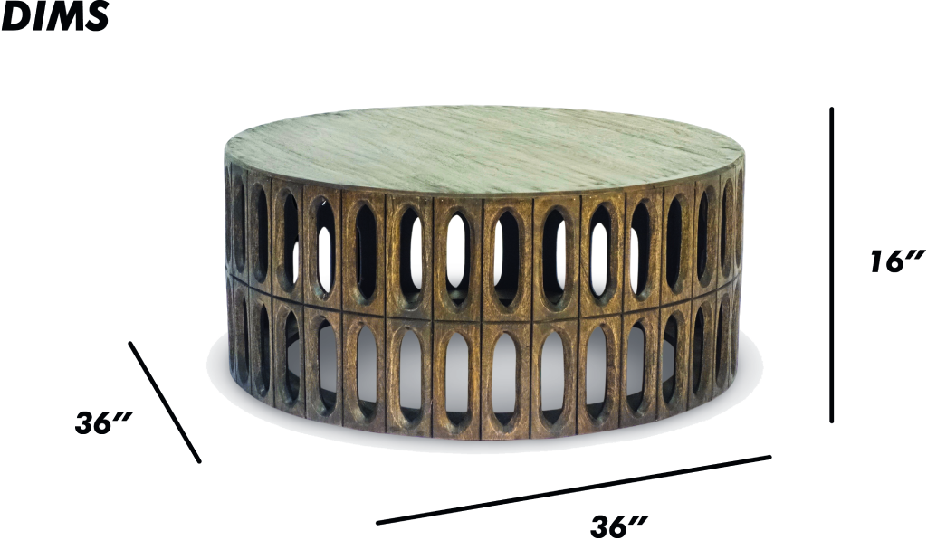 Round Wooden Coffee Table with Cutout Design