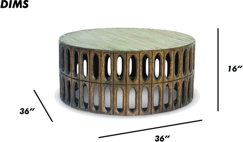 Round Wooden Coffee Table with Cutout Design