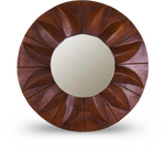 Round Carved Wooden Sunburst Mirror