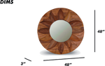 Round Carved Wooden Sunburst Mirror